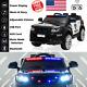 Kids Ride On Police Suv Toy Car 12v Electric Remote Control Led&music&horn Black