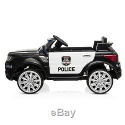 Kids Ride On Police SUV Toy Car 12V Electric Remote Control LED&Music&Horn Black