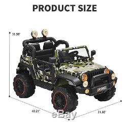 Kids Ride on Car Remote Control Power Wheels with MP3/ 3 Speeds Camouflage Green