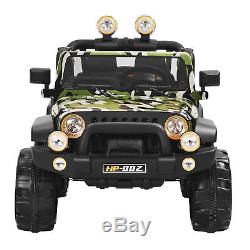 Kids Ride on Car Remote Control Power Wheels with MP3/ 3 Speeds Camouflage Green