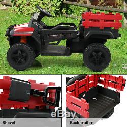 Kids Ride on Truck with Trailer, 12V Rechargeable Battery Agricultural Vehicle Toy