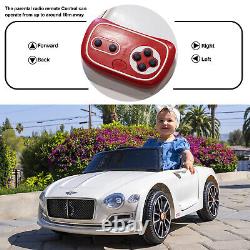 LICENSED Bentley Style Kids Electric Ride On Car Gifts Toys Remote Control White
