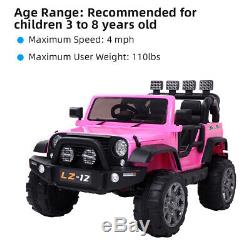 Leadzm 12V Kids Powered Ride On Car Toy Jeep Battery Wheel Remote Control Pink