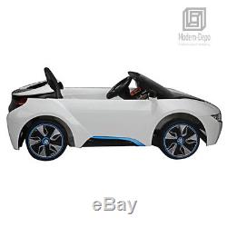 Licensed BMW i8 Kids Ride On Car With Remote Control 12V Battery White