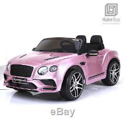 Licensed Bentley Continental Supersports 12V Kids Ride On Car, Painted Pink