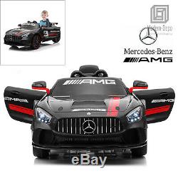 Licensed Mercedes Benz AMG GT4 12V Kids Ride On Car with Remote Control, Black