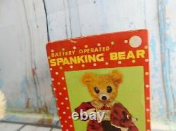 Line Mar Spanking Bear Battery Operated Toy Tin litho Japan (Marx) Vintage