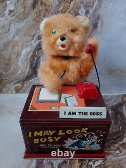 Linemar Battery Operated Toy I Am The Boss Telephone Stuffed Bear Marx 1955
