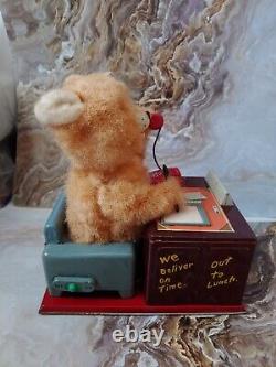 Linemar Battery Operated Toy I Am The Boss Telephone Stuffed Bear Marx 1955