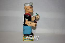 Linemar Japan Tin Litho Battery Operated Bubble Blowing Popeye EX L@@K