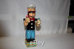 Linemar Japan Tin Litho Battery Operated Bubble Blowing Popeye EX L@@K