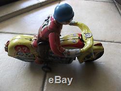 MASUDAYA Modern Toys Trade Mark Japan Motorcycle Action Tin Battery Operated