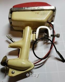 MERMAID OUTBOARD MOTOR NEW IN BOX CONDITION BATTERY OP-TESTED WORKS with Wood BOAT
