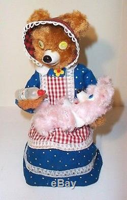 MIB 1950's BATTERY OPERATED HUNGRY BABY BEAR TIN LITHO TOY with WINKY EYES MINT