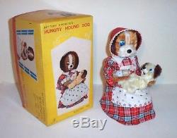 MIB 1950s BATTERY OPERATED HUNGRY HOUND DOG withBOX MINT MOTHER WITH PUP TOY JAPAN
