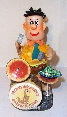 Mib 1962 Battery Operated Fred Flintstones Bedrock Band Mint Tin Litho Toy Alps