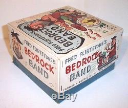 Mib 1962 Battery Operated Fred Flintstones Bedrock Band Mint Tin Litho Toy Alps