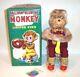 Mint 1950's Battery Operated Balloon Blowing Monkey Tin Toy Chimp Alps Japan Mib