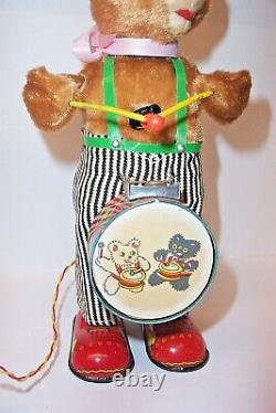 MINT 1950's BATTERY OPERATED BARNEY BEAR THE DRUMMER BOY MARCHING BAND TOY ALPS