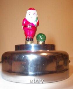 MINT 1950's BATTERY OPERATED BLINKING SANTA CLAUS LANTERN CHRISTMAS GLASS LAMP