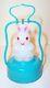 Mint 1950's Battery Operated Bunny Rabbit Lantern Frosted / Milk Glass Lamp