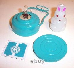 MINT 1950's BATTERY OPERATED BUNNY RABBIT LANTERN FROSTED / MILK GLASS LAMP MIB