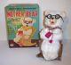 Mint 1950's Battery Operated Mother Bear Tin Litho Knitting Toy Mib Japan Works