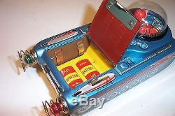 MINT 1950's BATTERY OPERATED M-18 SPACE TANK withRADAR ANTENNA TIN LITHO TOY