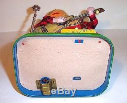 MINT 1950's BATTERY OPERATED ROCK'N' ROLL MONKEY TIN LITHO TOY ALPS JAPAN MIB