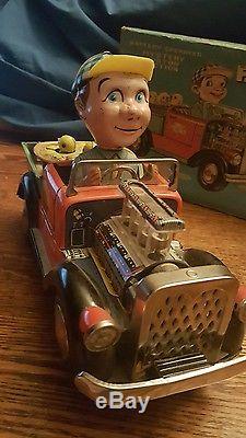 MINT 1950's JOHN'S FARM TRUCK BATTERY OPERATED TIN LITHO TOY JAPAN with box