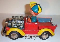 MINT 1950's JOHN'S FARM TRUCK BATTERY OPERATED TIN LITHO TOY JAPAN works great