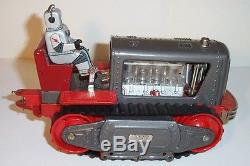 MINT 1950's LINEMAR BATTERY OPERATED ROBOT TRACTOR TIN LITHO SPACE TOY MIB