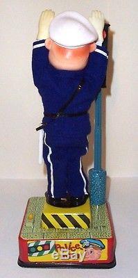 MINT 1950's TRAFFIC POLICEMAN BATTERY OPERATED TIN LITHO TOY JAPAN works! MIB