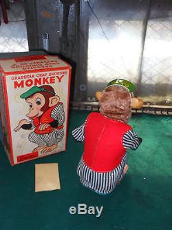 MINT 1950's or 60's BATTERY OPERATED CRAP SHOOTING MONKEY TOY MIB JAPAN ALPS