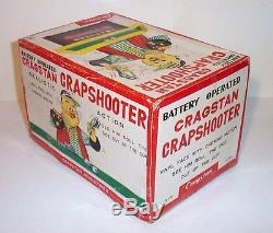 MINT 1950s BATTERY OPERATED CRAGSTAN CRAPSHOOTER TIN LITHO BAR BARTENDER TOY MIB