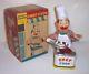Mint 1960s Battery Operated Chef Cook Tin Litho Toy Japan Piggy Burger Mib Works