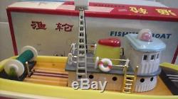 Mint Condition Red China Fishing Boat Battery Tin Operated +video
