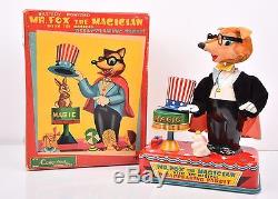 MR FOX THE MAGICIAN Battery Op Tin Toy Yonezawa Cragstan Japan Original NO WORK