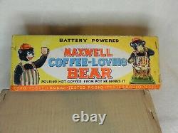 Maxwell Coffee Loving Bear Vintage Toy with Original Box