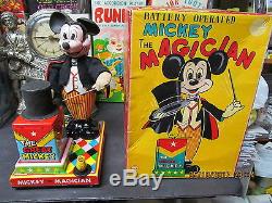 Mickey The Magician Battery Operated Tin Toy 1960 N Mint Works Repro Box Japan