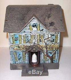 Mint 1960's Battery Operated Haunted House Mystery Bank Perfect Tin Litho