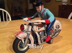Modern Toys of Japan Vintage Highway Patrol Police Motorcycle Policeman tin toy