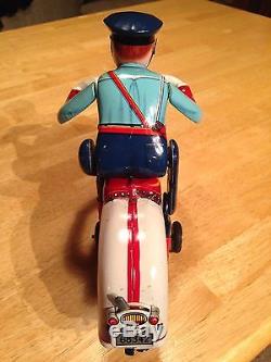 Modern Toys of Japan Vintage Highway Patrol Police Motorcycle Policeman tin toy