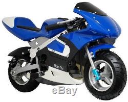MotoTec Gas Pocket Bike Mini Ride On Motorcycle For Boys & Girls Ages 13+ BLACK