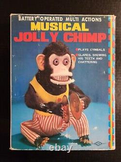 Musical Jolly Chimp Monkey with Cymbals Battery Operated With Box Works Great