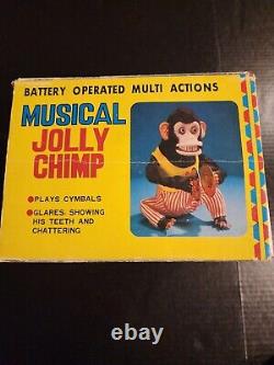 Musical Jolly Chimp Monkey with Cymbals Battery Operated With Box Works Great