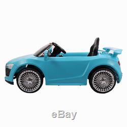New 12V Kids Ride On Car Audi R8 Style Remote Control RC Bright Lights -Blue