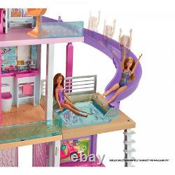 New Giant Barbie DreamHouse Dollhouse Playset 70 Pieces Pink Toy Gift For Girls