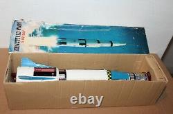 Nice Vintage T. N. Battery Operated Apollo-x Moon Challenger Rocket Ship In Box
