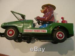 Nomura Battery Operated Smokey Bear Jeep Mystery Action Bump and Go Works